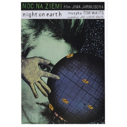 Post Card: Night on Earth, Polish Movie Poster designed by artist Andrzej Klimowski . It has now been turned into a post card size 4.75" x 6.75" - 12cm x 17cm.