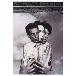 Post Card: Down By Law, Polish Movie Poster designed by artist Andrzej Klimowski . It has now been turned into a post card size 4.75" x 6.75" - 12cm x 17cm.