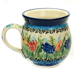 Polish Pottery 11 oz. Bubble Mug. Hand made in Poland. Pattern U3998 designed by Maria Starzyk.