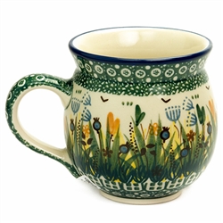 Polish Pottery 11 oz. Bubble Mug. Hand made in Poland. Pattern U4637 designed by Krystyna Dacyszyn.