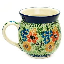 Polish Pottery 11 oz. Bubble Mug. Hand made in Poland. Pattern U2691 designed by Barbara Makiela.