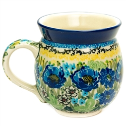 Polish Pottery 11 oz. Bubble Mug. Hand made in Poland. Pattern U4108 designed by Teresa Liana.