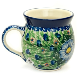 Polish Pottery 11 oz. Bubble Mug. Hand made in Poland. Pattern U1910 designed by Malgorzata Listwan.