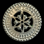 This Highlander pin is normally worn in the center of the man's shirt. Hand worked from metal with intricate detailing by one master artisan in Bukowina near Zakopane. The workmanship is exquisite and the detail so rich these decorations have become colle