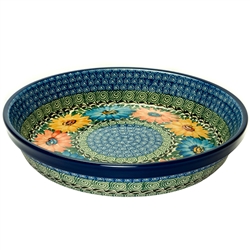 Polish Pottery 9.5" Pie Dish. Hand made in Poland. Pattern U1097 designed by Maria Starzyk.