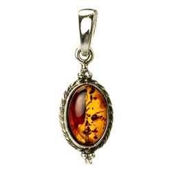 Small Oval Amber Pendant - Honey