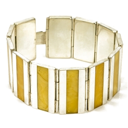Simply gorgeous sterling silver bracelet with inlaid custard amber