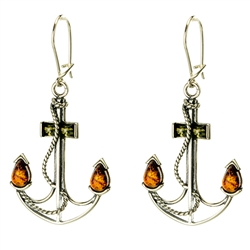 "Anchors Away" Earrings - Honey Amber