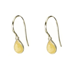 Petite Custard Amber Teardrop Earrings, with a sterling silver French hook. Size is approx .6' x .25". Amber is soft, only slightly harder than talc, and should be treated with care.