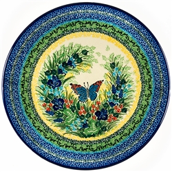Polish Pottery 10.5" Dinner Plate. Hand made in Poland. Pattern U4601 designed by Teresa Liana.