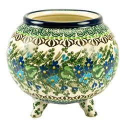 Polish Pottery 5" Vase. Hand made in Poland. Pattern U2957 designed by Zofia Spychalska.