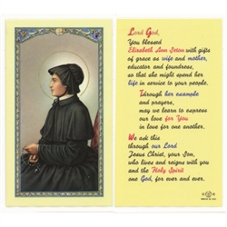 St. Elizabeth Ann Seton - Holy Card.  Plastic Coated. Picture is on the front, text is on the back of the card.