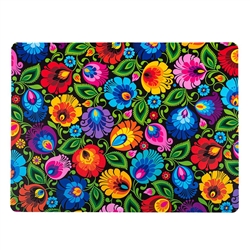 Decorative plastic pad for folk with a pattern of Lowicz flowers. Rounded corners and easy to clean - just wipe with a wet cloth.