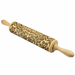This wooden rolling pin is engraved with a beautiful polish folk pattern. It embosses perfectly your cookies, pies, fondant with folky flowers. What an original way to decorate your pastries. The roller is perfect to use with clay, you can use it to give