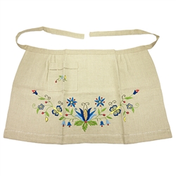 Hand embroidered Kashubian Floral Apron made of linen. Made in Gdansk. We have only one available. A real work of art.