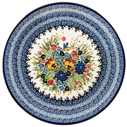 Polish Pottery 10.5" Dinner Plate. Hand made in Poland. Pattern U3843 designed by Teresa Liana.