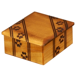 This small sized simple box is decorated with a paw print design running across the sides and top of the box. It's perfect for the animal lover!