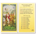 Boy Scout Promise - Holy Card.  Plastic Coated. Picture is on the front, text is on the back of the card.