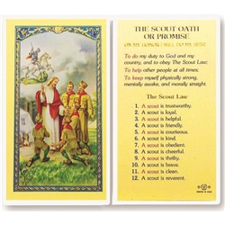 Boy Scout Promise - Holy Card.  Plastic Coated. Picture is on the front, text is on the back of the card.