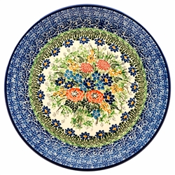 Polish Pottery 10.5" Dinner Plate. Hand made in Poland. Pattern U3145 designed by Maria Starzyk.