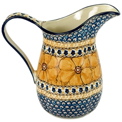 Polish Pottery 1.25 qt. Pitcher. Hand made in Poland. Pattern U408B designed by Jacek Chyla.