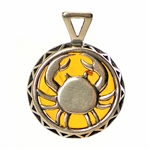 Hand made Cognac Amber Cancer pendant with Sterling Silver detail. June 21 - July 22.