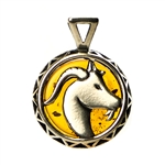 Hand made Cognac Amber Capricorn Goat Zodiac Pendant with Sterling Silver detail. December 22 - January 20.