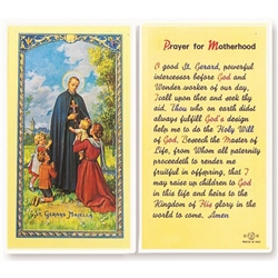 Polish Art Center - St. Gerard - Motherhood - Holy Card.  Plastic Coated. Picture is on the front, text is on the back of the card.