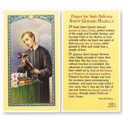 Polish Art Center - St. Gerard - Safe Delivery - Holy Card.  Plastic Coated. Picture is on the front, text is on the back of the card.