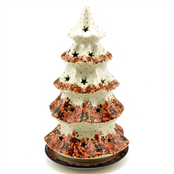 Polish Pottery 10" Votive Christmas Tree. Hand made in Poland. Pattern U4650 designed by Teresa Liana.