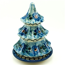 Polish Pottery 6.25" Votive Christmas Tree. Hand made in Poland. Pattern U488 designed by Anna Pasierbiewicz.