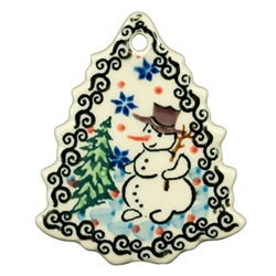 Polish Pottery 3" Christmas Ornament. Hand made in Poland. Pattern U4661 designed by Teresa Liana.