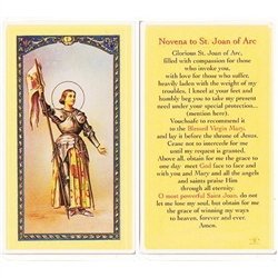 St. Joan of Arc - Holy Card.  Plastic Coated. Picture is on the front, text is on the back of the card.