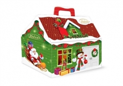 Cute little Christmas house (with handle) filled with approx 15 dark chocolates filled with a ginger plum filling mix.