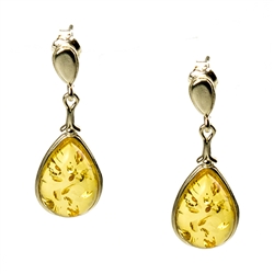 Citrine Amber Teardrop Earrings with Sterling Silver setting and post backs.  Amber is soft, only slightly harder than talc, and should be treated with care.Amber is soft, only slightly harder than talc, and should be treated with care.