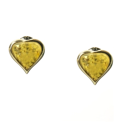 Attractive sterling silver and Baltic amber heart shaped stud earrings.
Size is approx 1cm diameter.