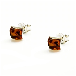 Baltic Amber stud earrings with Sterling Silver detail.