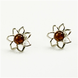 Cognac amber set in Sterling Silver.  Stylish and unique.