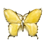 The wings of our sterling silver butterfly are delicately shaped custard colored amber stones!  Size is approx 1" x 1.4".