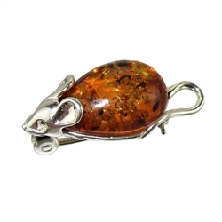 Our Honey Amber Mouse pin has the look of fabulous costume jewelry of the 60's when bugs, bees and all types of Flora and Fauna were such popular themes.  Size is approx .8" x .4"