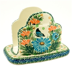 Polish Pottery 6.5" Napkin Holder. Hand made in Poland. Pattern U2555 designed by Krystyna Deptula.