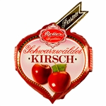 Pieces of cherry soaked in Kirschwasser on a bed of gourmet marzipan, covered with a layer of gourmet dark chocolate.  Contains alcohol so not for children.