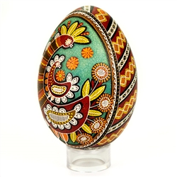 Beautifully designed Ukrainian art egg. Imported from Ukraine. Stand not included.