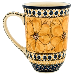 Polish Pottery 17 oz. Bistro Mug. Hand made in Poland. Pattern U408B designed by Jacek Chyla.