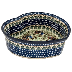 Polish Pottery 10" Heart Shaped Baking Dish. Hand made in Poland. Pattern U2664 designed by Monika Kuczynska.