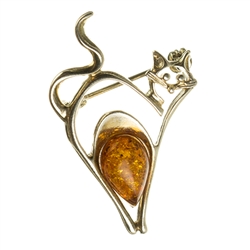 Adorable silver brooch with a Baltic Amber stone.