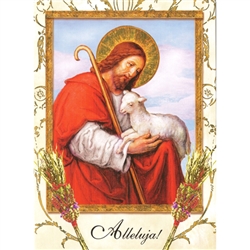 Beautiful glossy religious Easter card with English and Polish texts.