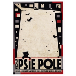Polish poster designed in 2015 by artist Ryszard Kaja to promote tourism to Poland. Psie Pole is one of the five administrative districts of Wroclaw, Poland. It has now been turned into a post card size 4.75 x 6.75