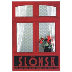 Polish poster designed in 2015 by artist Ryszard Kaja to promote tourism to Poland. Slonsk is a village in Western Poland. 
It has now been turned into a post card size 4.75" x 6.75" - 12cm x 17cm.