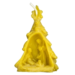 Pure Beeswax Christmas Tree Nativity 3" Candle